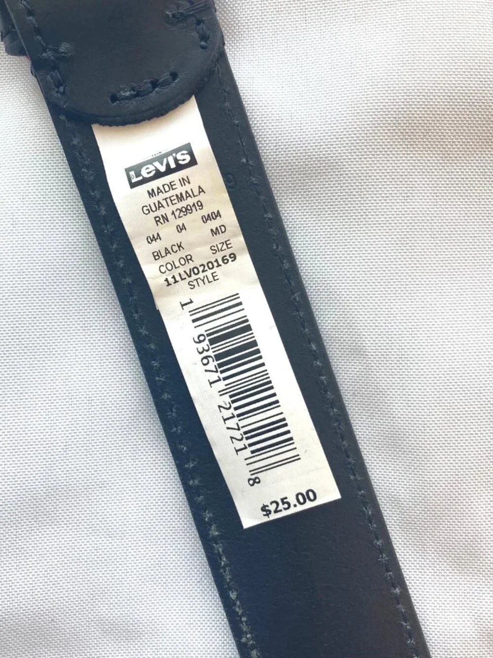 Levi's Mens Casual Leather Belt Antique Nickel Buckle M 34-36 Black NWT
